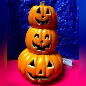 Stacked Pumpkin Lights Happy Halloween Decor Orange Spooky Trick OrTreat Holiday